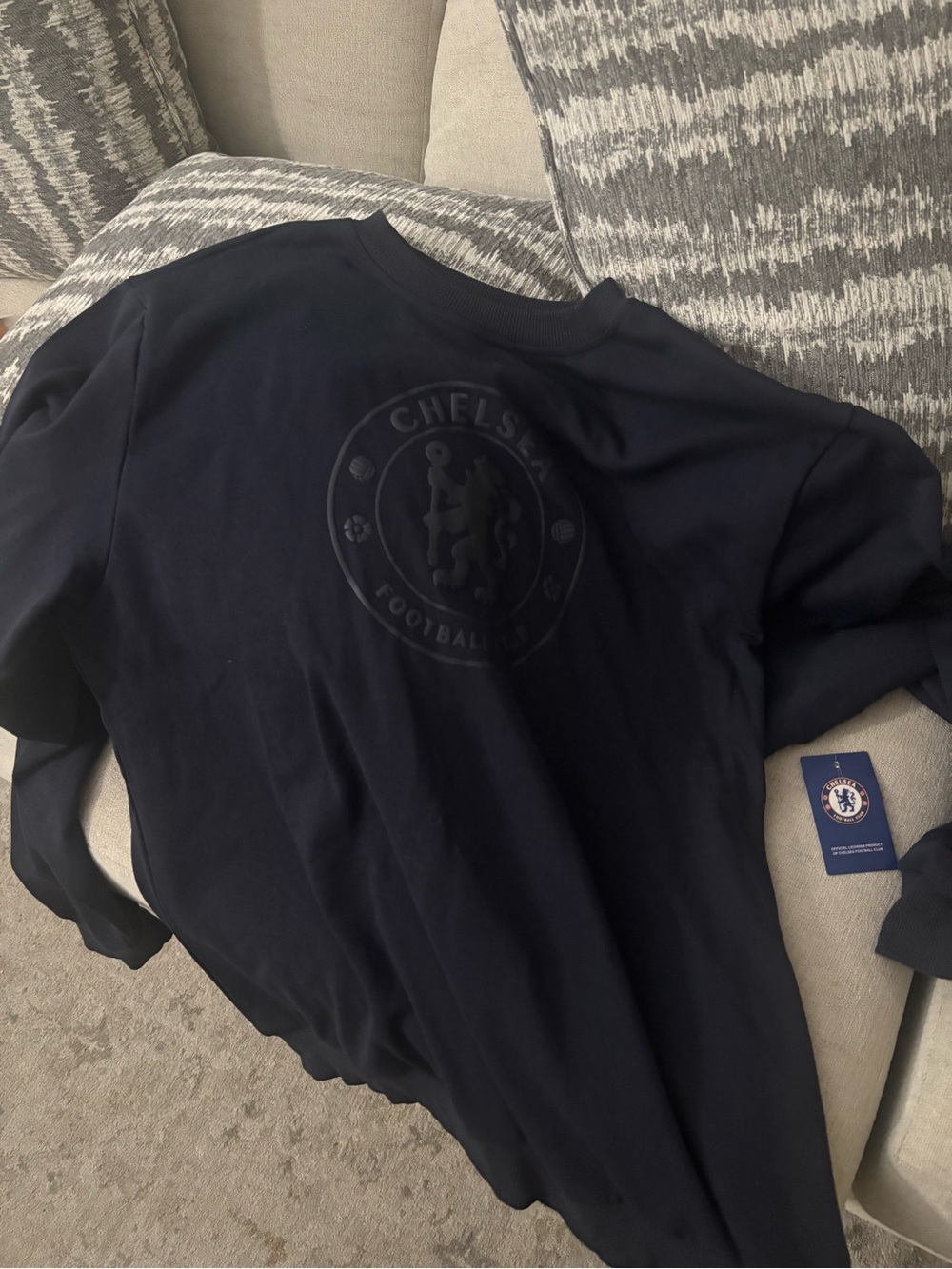 Club Embossed Navy Crewneck Sweatshirt
